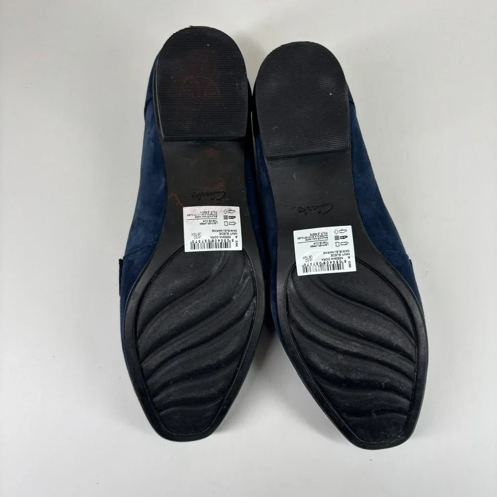 Clarks Keesha Cora Women's US 7.5M Navy Suede Comfort‎ Slip-On Penny Loafers